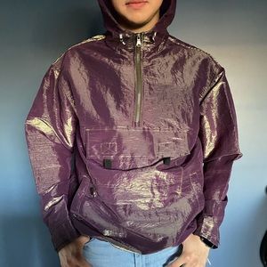 Iridescent Purple Windbreaker Anorak UO